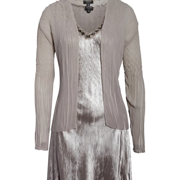 Komarov Dresses & Skirts - Komarov Charmeuse & Chiffon Sleeveless Dress & Jac